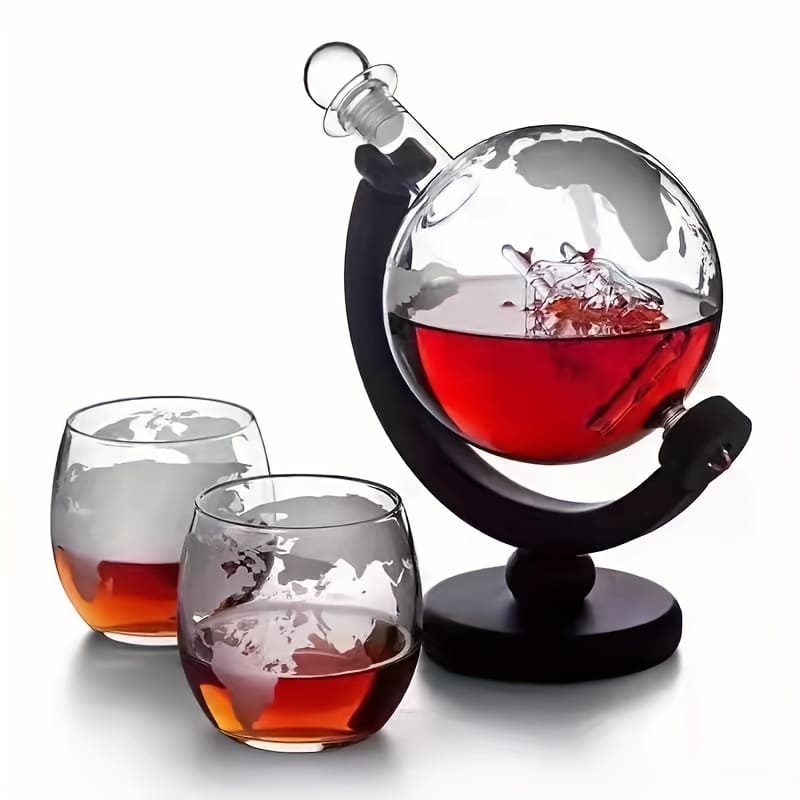 Decanter Whisky Globo Kit Decanter + 2 Copos - Lar Deleon