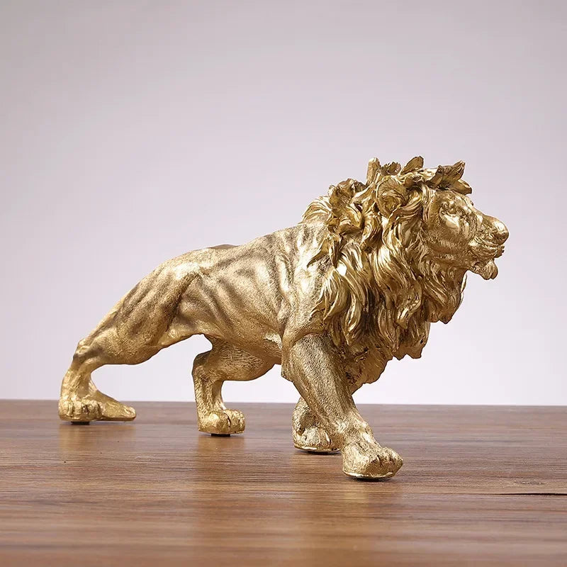 Decoração Escultura de Leão Dourado - Lar Deleon