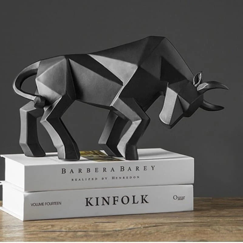 Decoração de Mesa de Resina Estátua Touro Preto - Lar Deleon