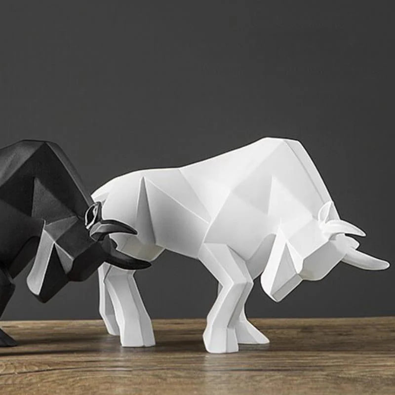 Decoração de Mesa de Resina Estátua Touro Branco - Lar Deleon