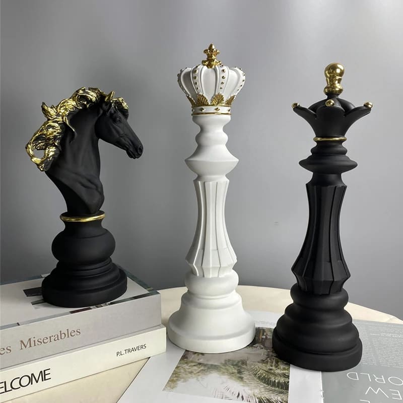 Decoração de Mesa Xadrez Conjunto 3 Peças Preto - Lar Deleon