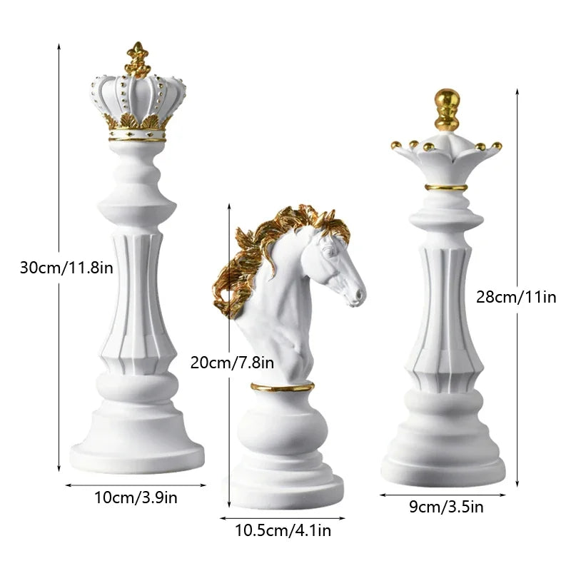 Decoração de Mesa Xadrez Conjunto 3 Peças Branco - Lar Deleon