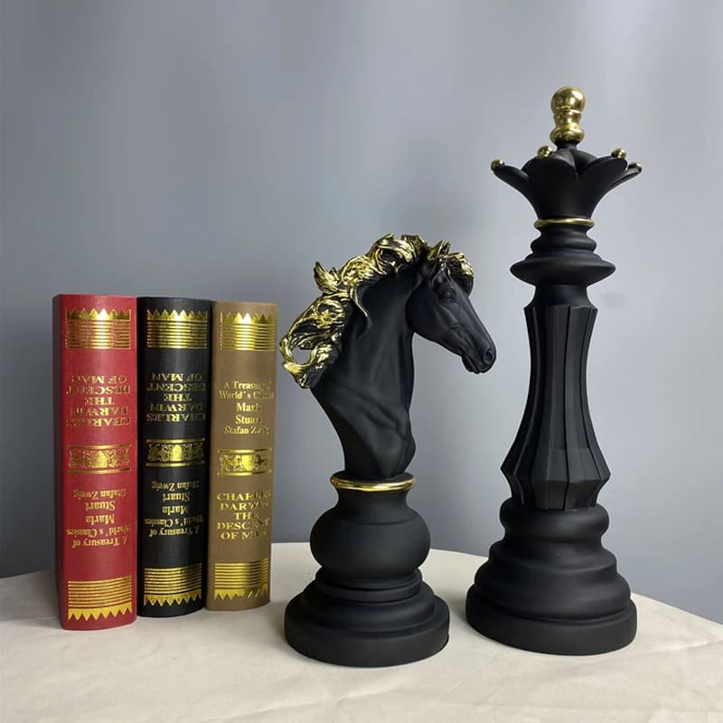 Decoração de Mesa Xadrez Conjunto 3 Peças Preto - Lar Deleon