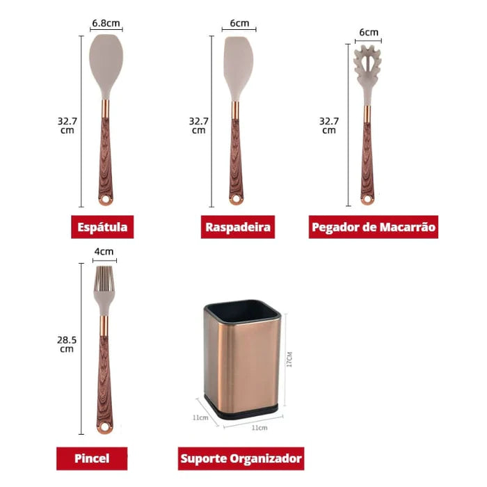 Kit Utensílios de Cozinha Rosé