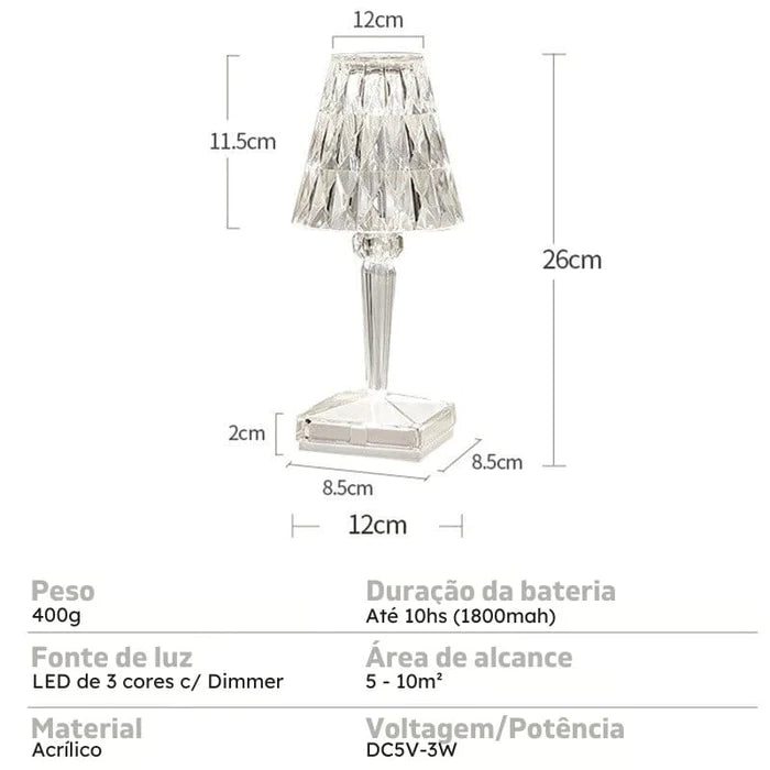 Luminária de Mesa 3 em 1 Led Touch - Lar Deleon