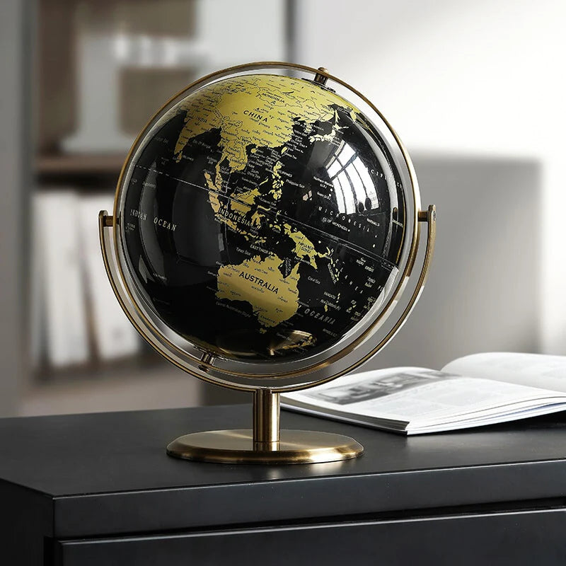 Ornamento Globo Mapa Mundi Dourado - Lar Deleon